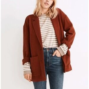 Madewell Womens XXS Diamond Textured Lightweight Jacquard Shaw‎ Blazer Academia